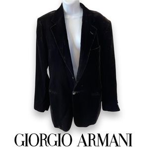 GIORGIO ARMANI Men’s Vintage Velvet Black Blazer Jacket - 54 R